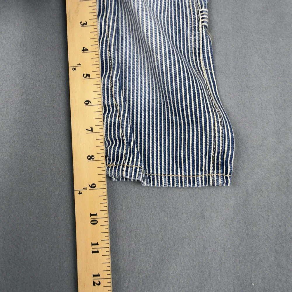 OshKosh Bgosh Baby Boys 9M Hickory Stripe Denim Overalls Blue White Bib Overall‎